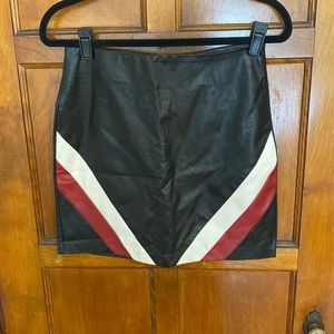 PrettyLittleThing Faux Leather Race Stripe Mini Skirt